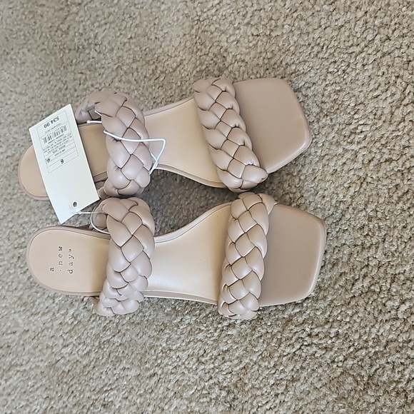 Women's Basil Mule Heels - a New Day Braided Strap Tan Size 6 - Picture 2 of 6